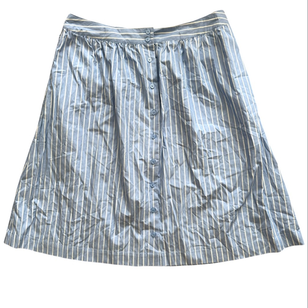 Who What Wear Blue and White Pleated A-Line Skirt